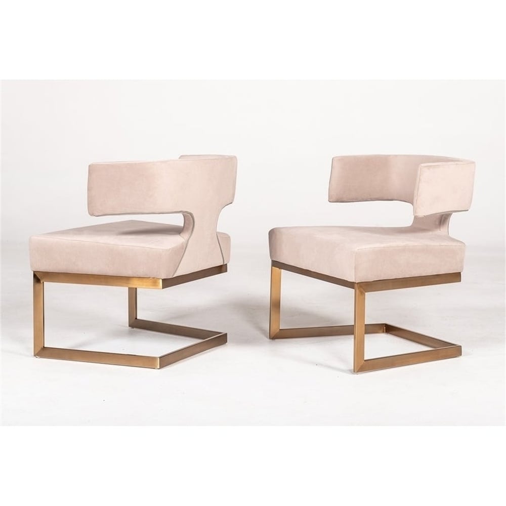 Modern Off White Velvet   Brass Dining Chair