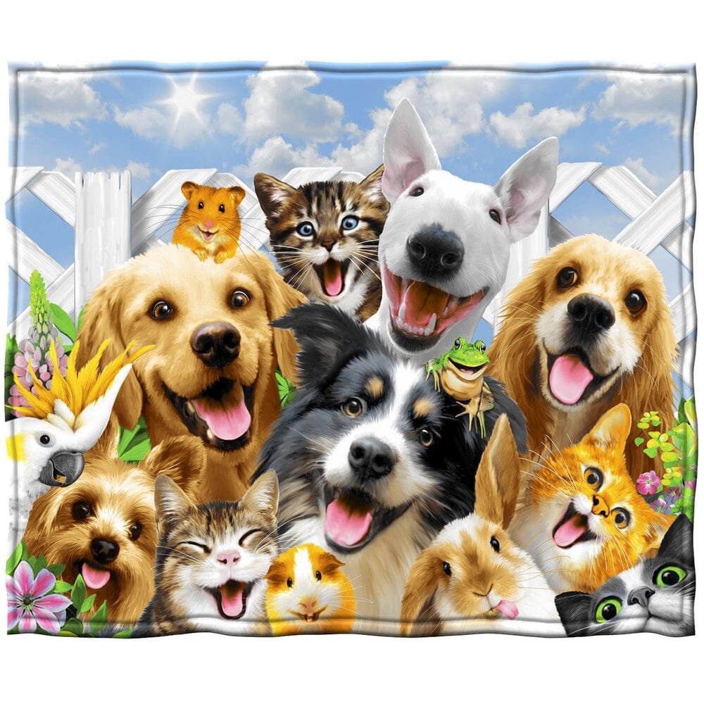 Backyard Pals Dogs and Cats Super Soft Plush Fleece Throw Blanket by Howard Robinson