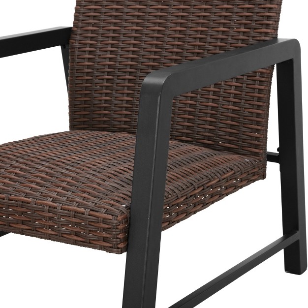 Patio Festival 2pc Outdoor Wicker Chairs With Soft Cushion Quick drying Cotton Built in Under Seat