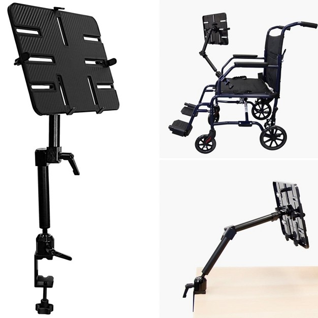 Mount it Full Motion Tablet Holder For Mic Stand Or Desk Wheelchair Tablet Mount For Ipad Tablet amp Phone C clamp Base Fits 6 To 14 In Screens