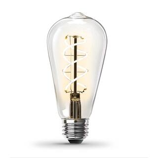 Feit Electric 60-Watt Equivalent ST19 Dimmable Spiral Filament Clear Glass E26 Vintage Edison LED Light Bulb Warm White ST1960SCLLEDHDRP