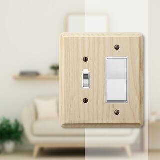 AMERELLE Contemporary 2 Gang 1-Toggle and 1-Rocker Wood Wall Plate - Unfinished Ash 401TR