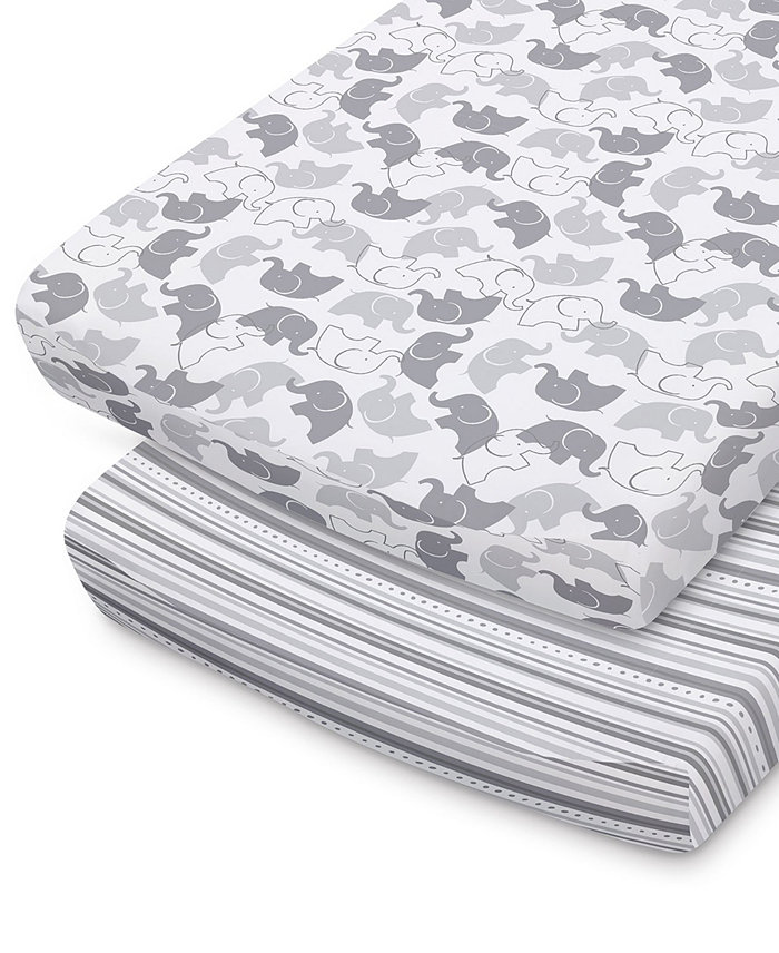 The Peanutshell Elephants and Stripe Changing Pad Covers  Pack of 2