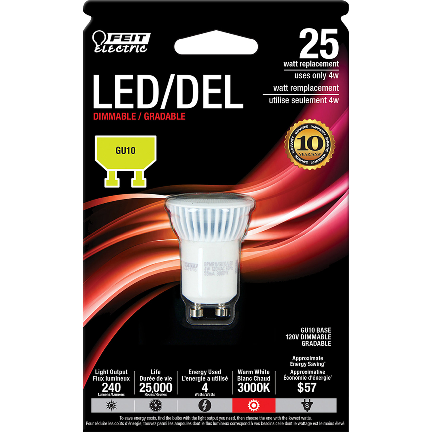 Feit MR11 GU10 LED Bulb Soft White 25 Watt Equivalence 1 pk