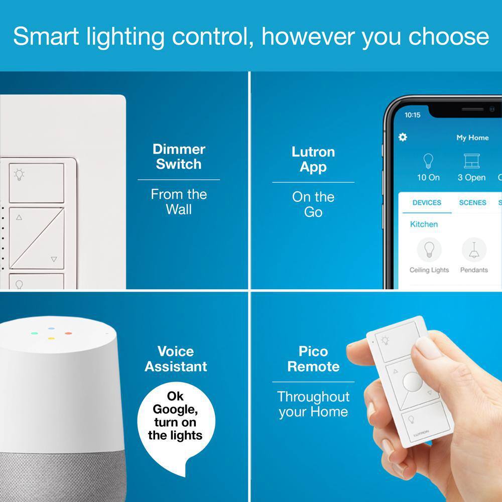 Lutron Caseta Smart Lighting Dimmer Switch and Pico Wall-Mounting Starter Kit with Smart Hub (CASETA-PICOMOUNT-BNDL) CASETA-PICOMOUNT-BNDL