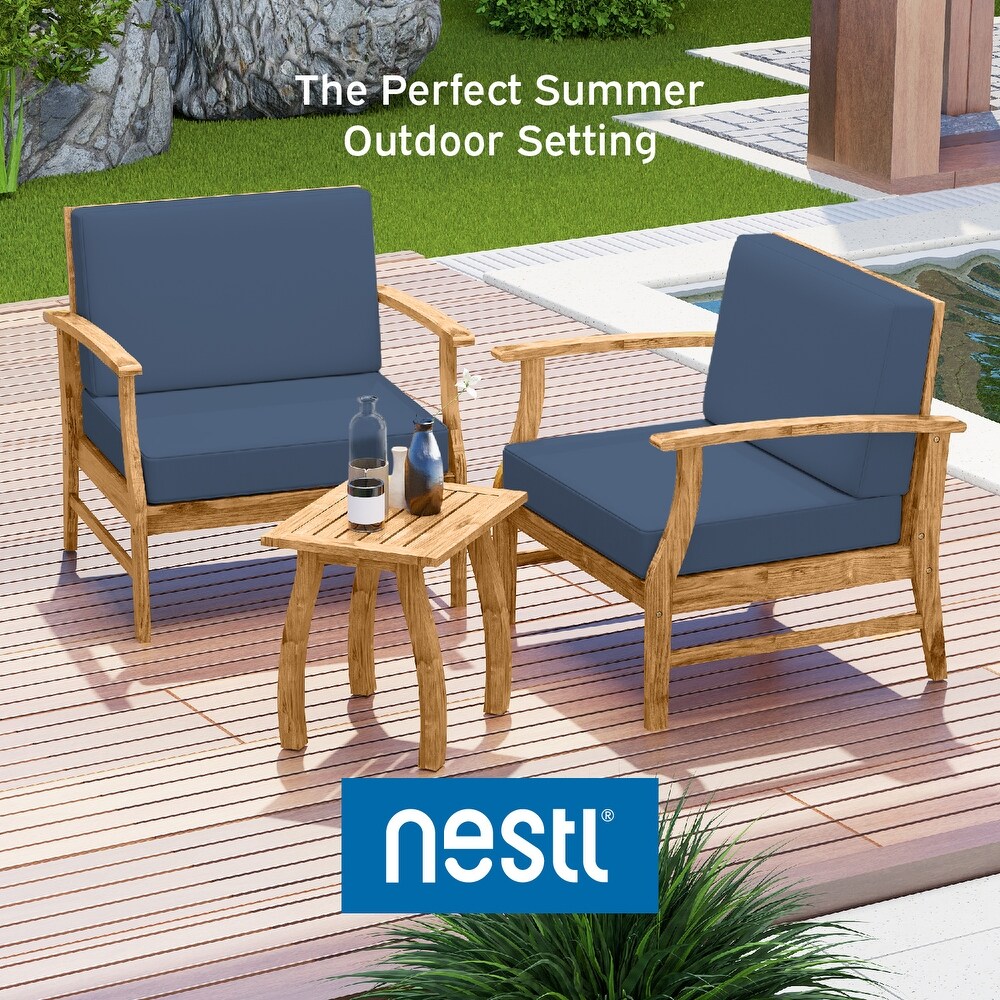 Nestl 3 Piece Acacia Wood Small Patio Furniture Set   Outdoor Patio Bistro Set with Patio Chairs