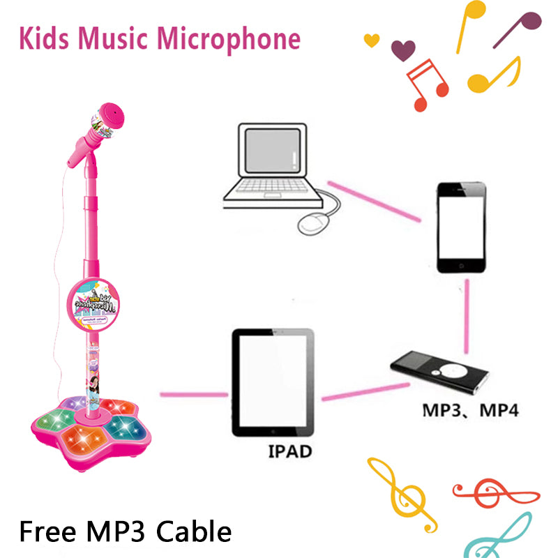 Chriyungel Kids Microphone with Stand Karaoke Song Musical Instrument Toys