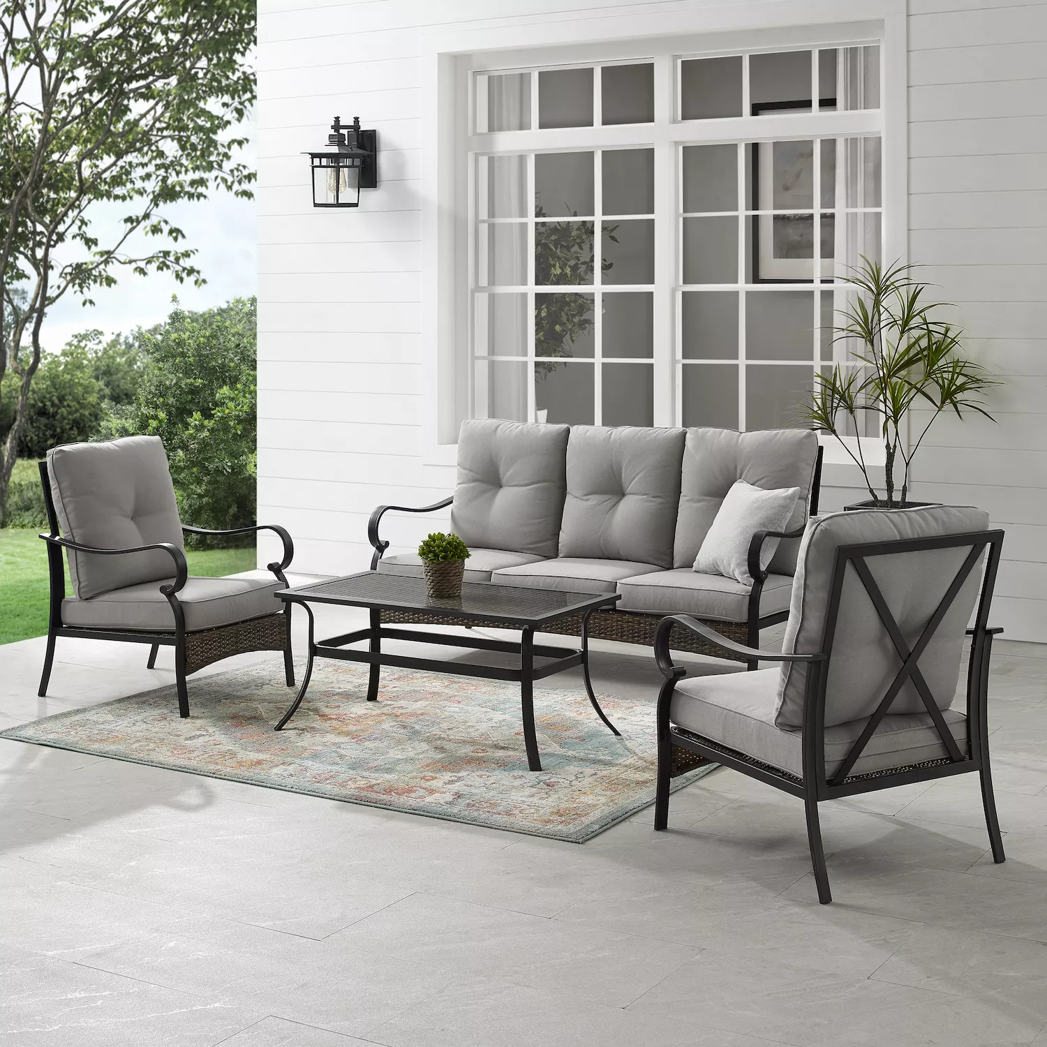 Crosley Dahlia Outdoor Metal and Wicker Sofa 4-pc. Set