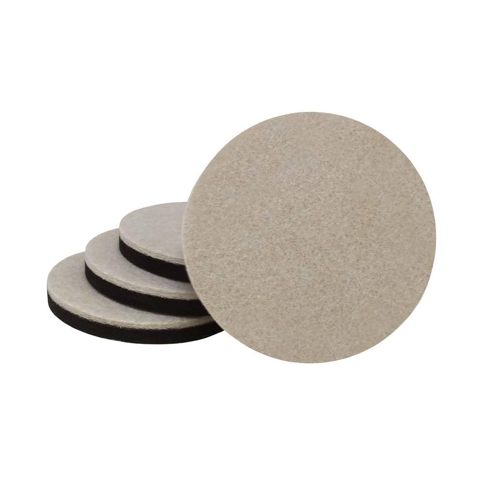 Everbilt 3-12 in. Beige Round Self-Adhesive Felt Heavy-Duty Furniture Slider Glides for Hard Floors (4-Pack) 4713444EB