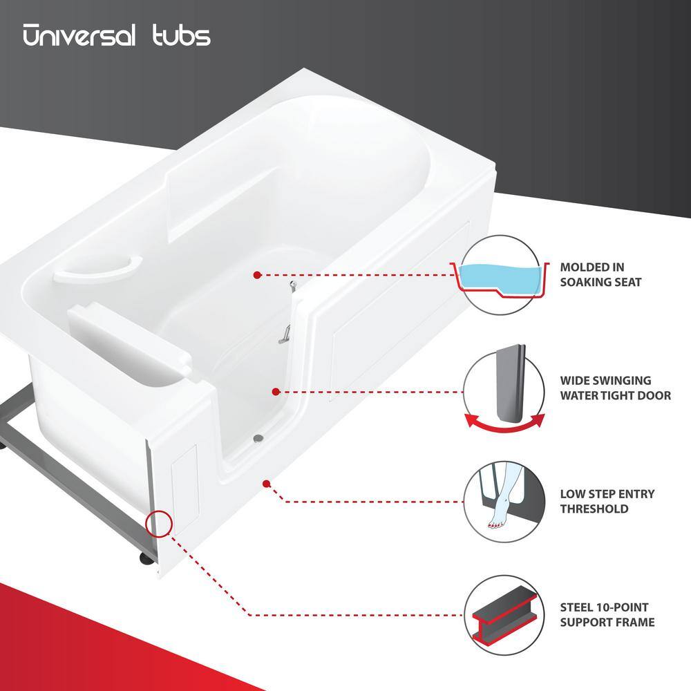 Universal Tubs HD Series 30 in. x 60 in. Left Drain Step-In Walk-In Air Tub in White HDSI3060LWA