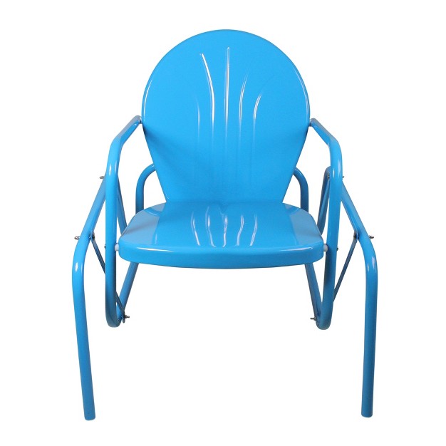 Northlight Outdoor Retro Metal Tulip Glider Patio Chair Sky Blue