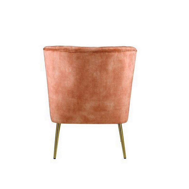 Accent Chair with Curved Tufted Back， Orange and Gold