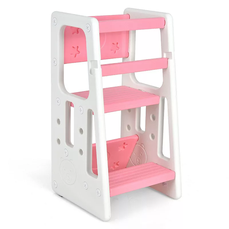 Kids Kitchen Step Stool with Double Safety Rails