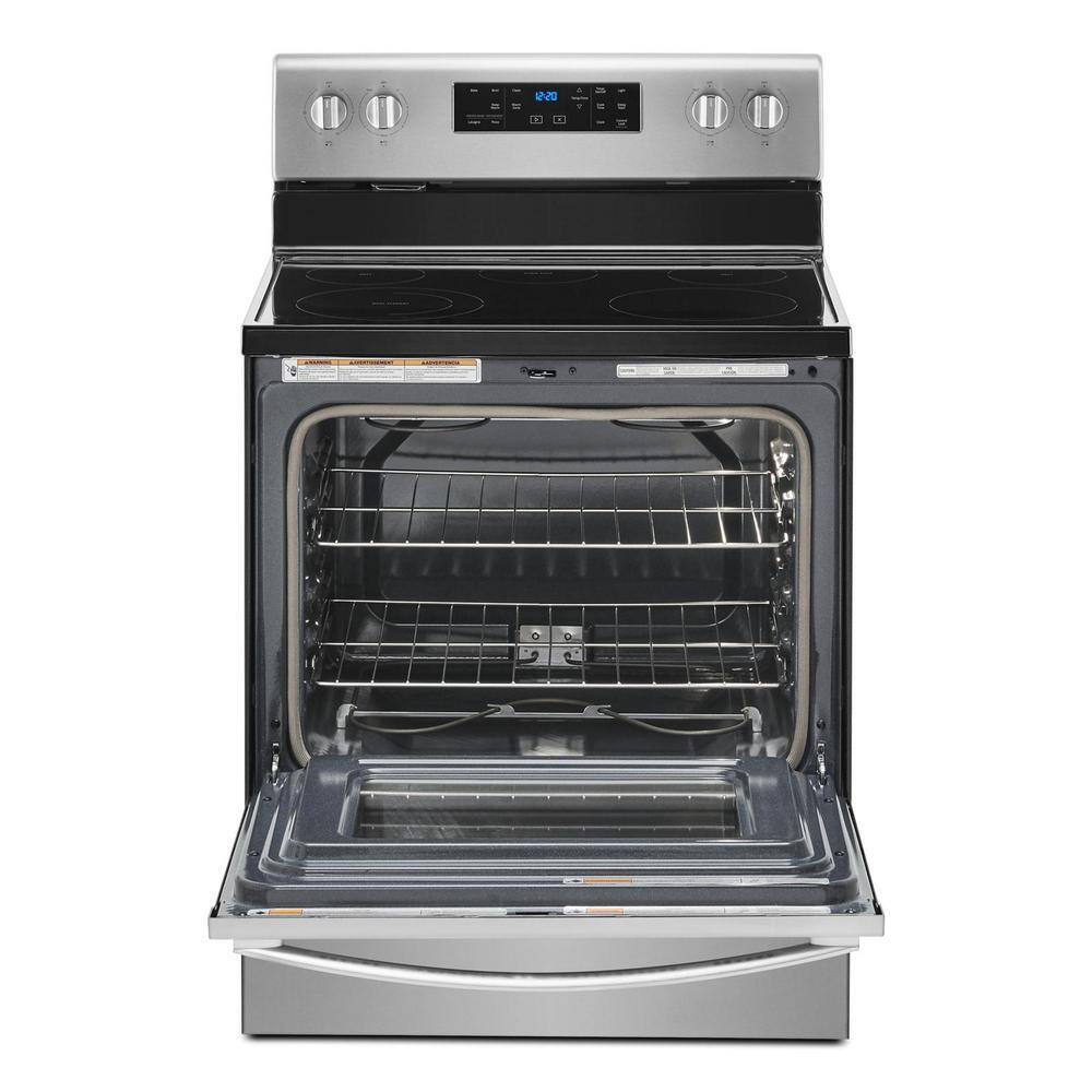 Whirlpool 30 in. 5.3 cu. ft. Electric Range with 5-Elements and Frozen Bake Technology in Fingerprint Resistant Stainless Steel WFE525S0JZ