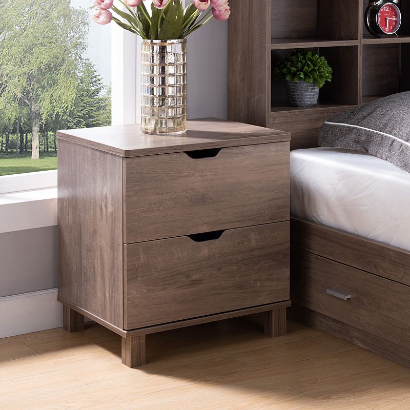 FC Design Hazelnut Nightstand with 2 Drawers