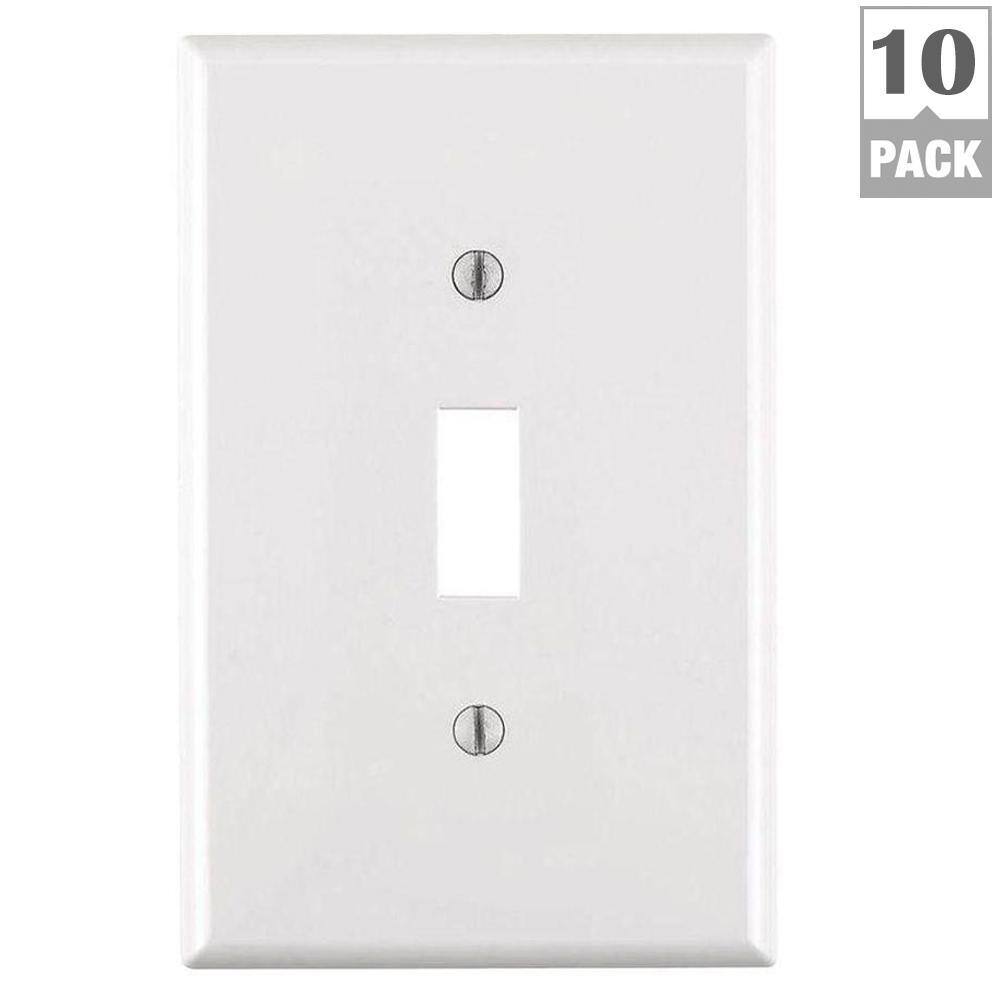 Leviton 1-Gang White Midway Toggle Nylon Wall Plate (10-Pack) M52-00PJ1-0WM