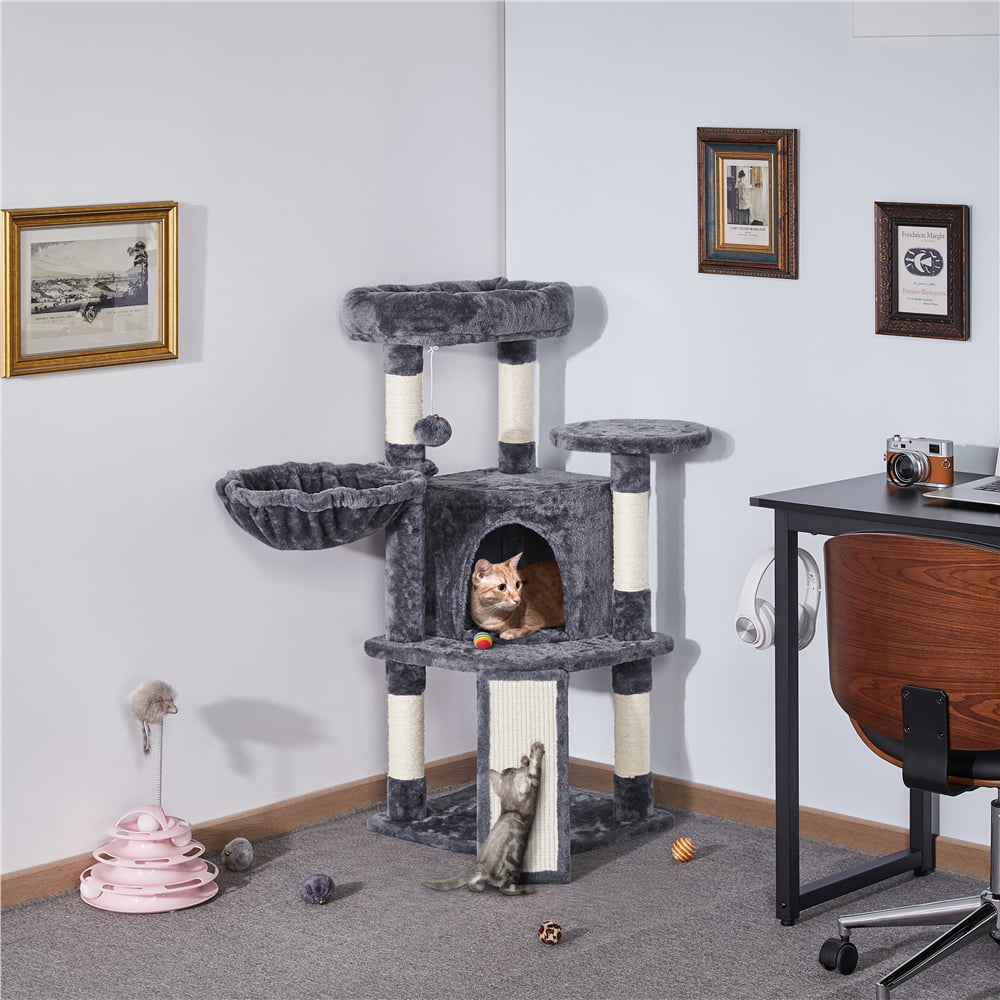 SmileMart 42"H Multilevel Cat Tree Tower with Condo and Perches, Dark Gray