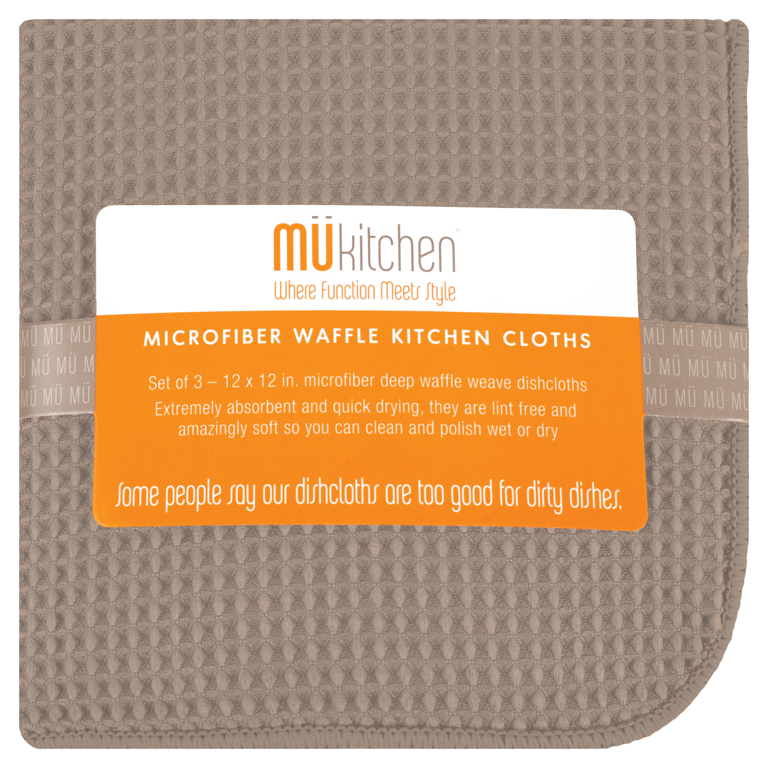 Mu Kitchen Pebble Microfiber Waffle Weave Dish Cloth 3 pk