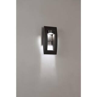 Home Decorators Collection Frolynn 1-Light Oil Rubbed Bronze with Gold Highlights Outdoor Integrated LED Wall Lantern Sconce with Etched Glass 23712