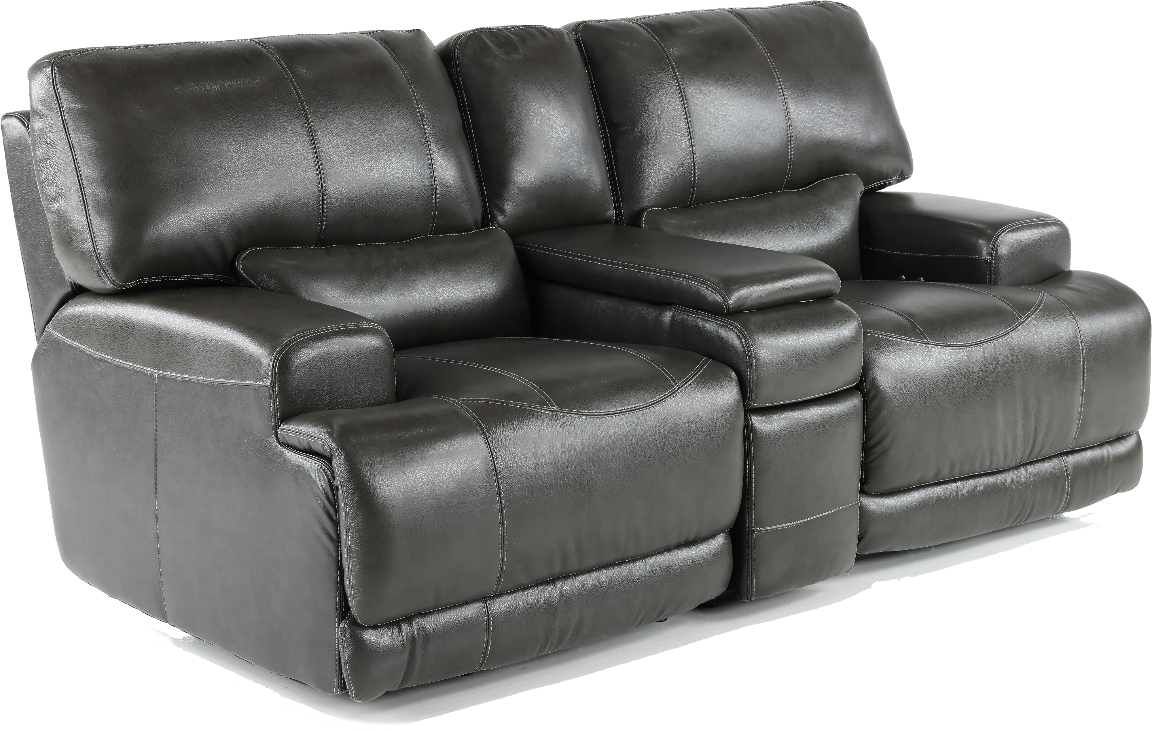 Stampede Charcoal Leather-Match Power Reclining Loveseat