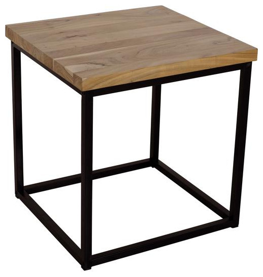 Ames Solid Wood Modern End Table in Natural and Black   Industrial   Side Tables And End Tables   by Kolibri Decor  Houzz