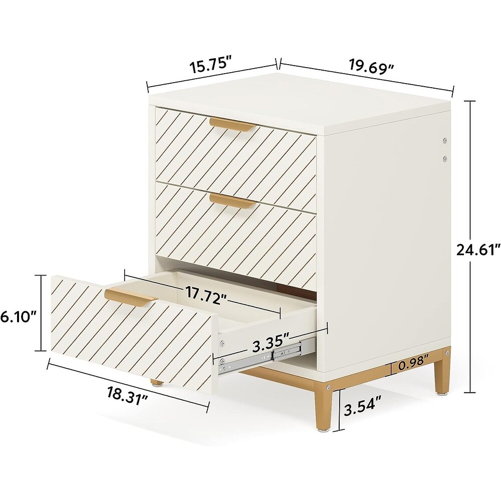 Night Stands for Bedrooms  Nightstands with 3 Drawers for Living Room