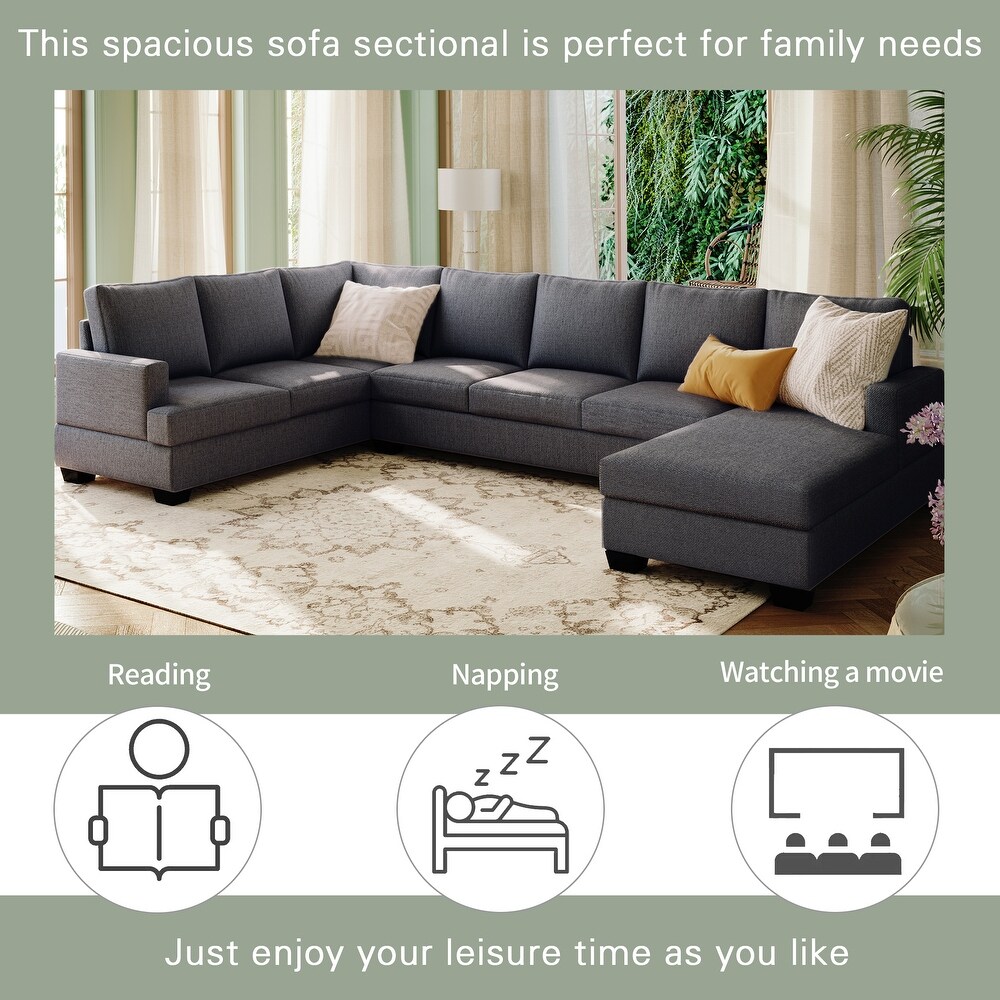 U Shape Sectional Sofa Symmetrical Couch Chaise Lounge Couch Bed