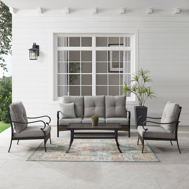 4pc Dahlia Outdoor Steel Conversation Set Taupe matte Black Crosley