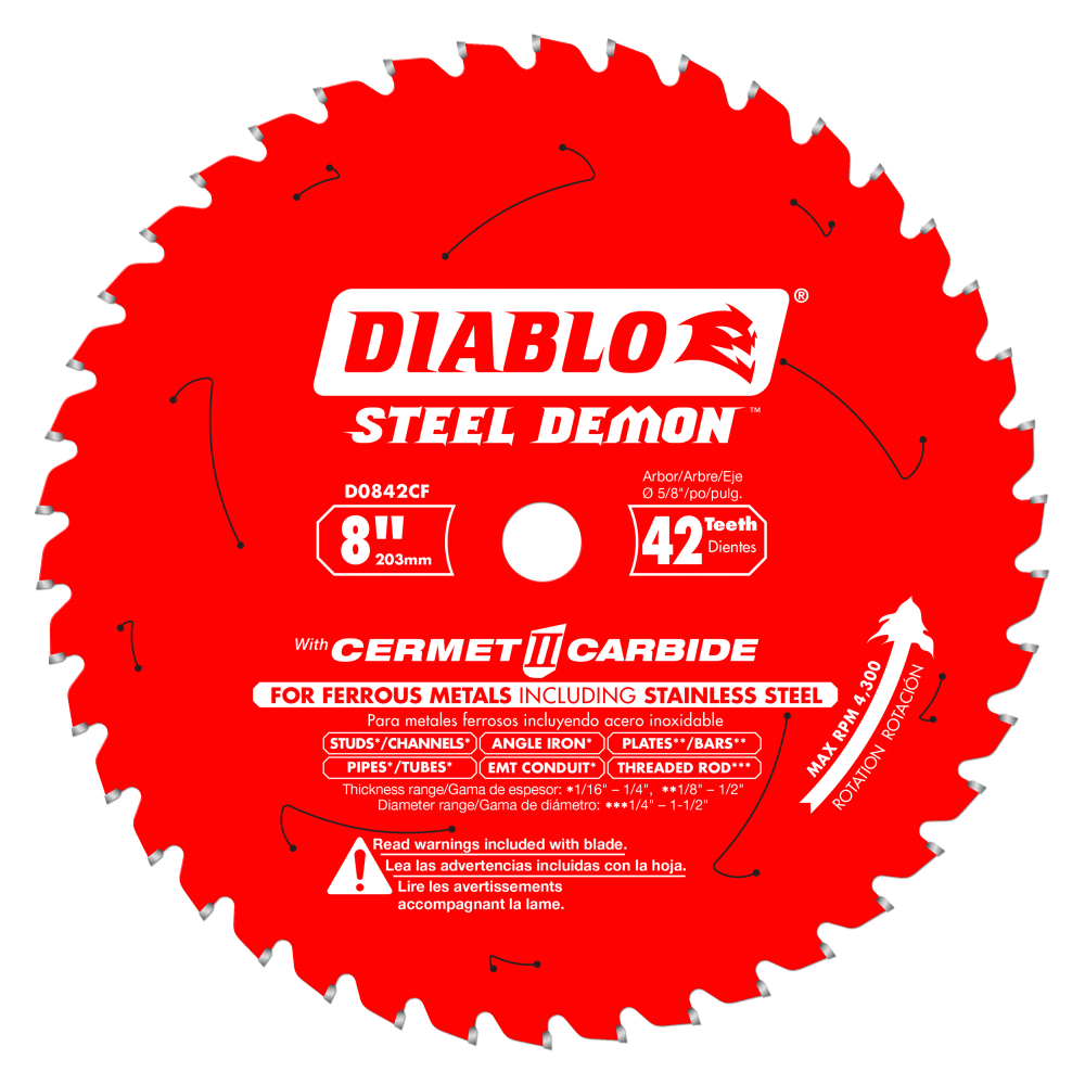 Diablo Tools 8 x 42 Tooth Cermet Metal and Stainless Steel Cutting Saw Blade