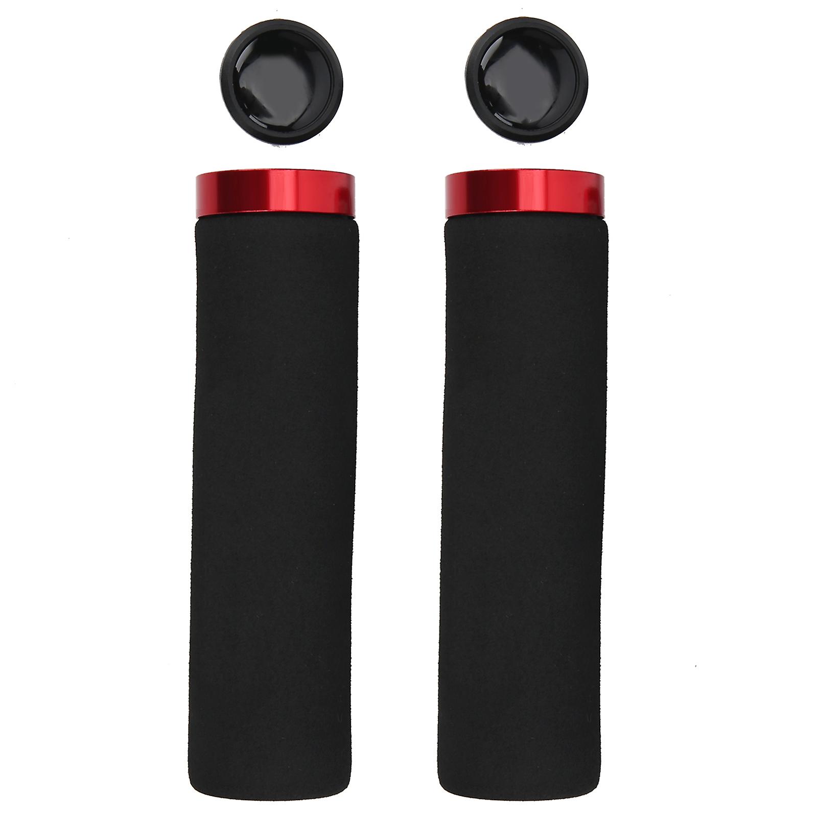 Bicycle Shockabsorbent Handlebars Comfortable Mountain Bike Skid Resistant Sponge Handlebars(black Handlebars And Red Lock Rings )