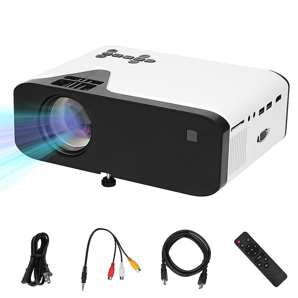 Us Plug Mini Portable Led Projector 4500 Lumens Video Projectors With Built-in Speaker Remote Control Vga Usb Av Tf Card Audio Home Theater Cinema Med