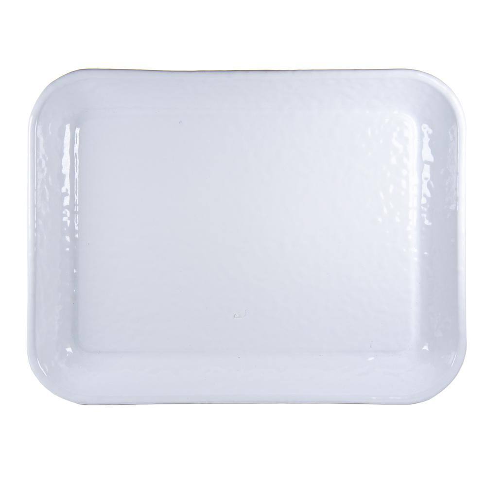 Golden Rabbit Solid White 10 in. x 13 in. Enamelware Square Quarter Sheet WW58S2