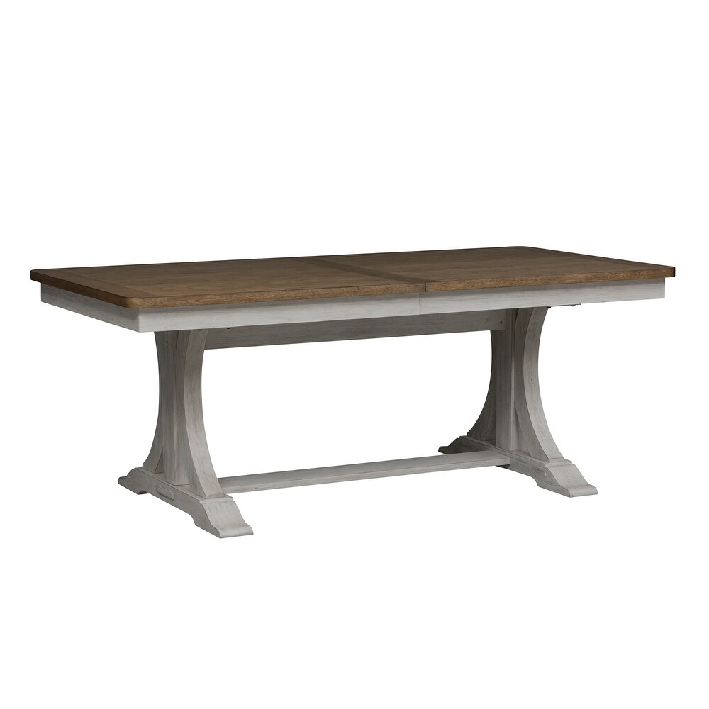 Farmhouse Reimagined Antique White with Chestnut Trestle Table