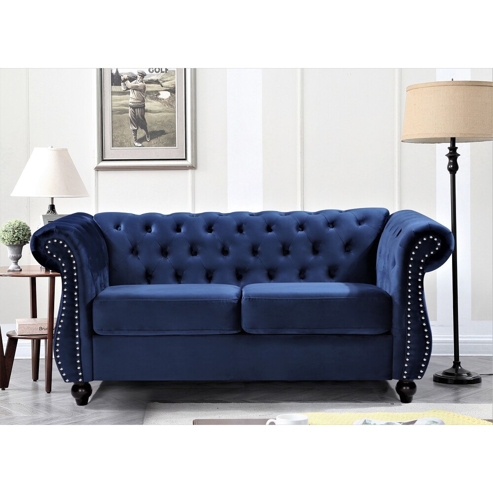 Kemos Velvet Chesterfield Loveseat