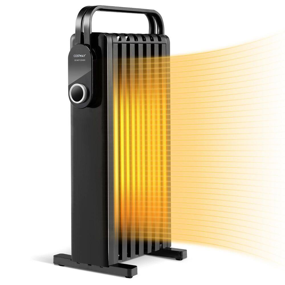 Costway 1500-Watt Black Electric Oil-Filled Radiator Heater Space Heater with Foldable Rack ES10201US-BK