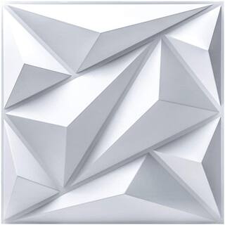 Art3d Decorative Diamond Shape 19.7 in. x 19.7 in. PVC Seamless 3D Wall Panel in White 12-Panels A10hd051WTP12