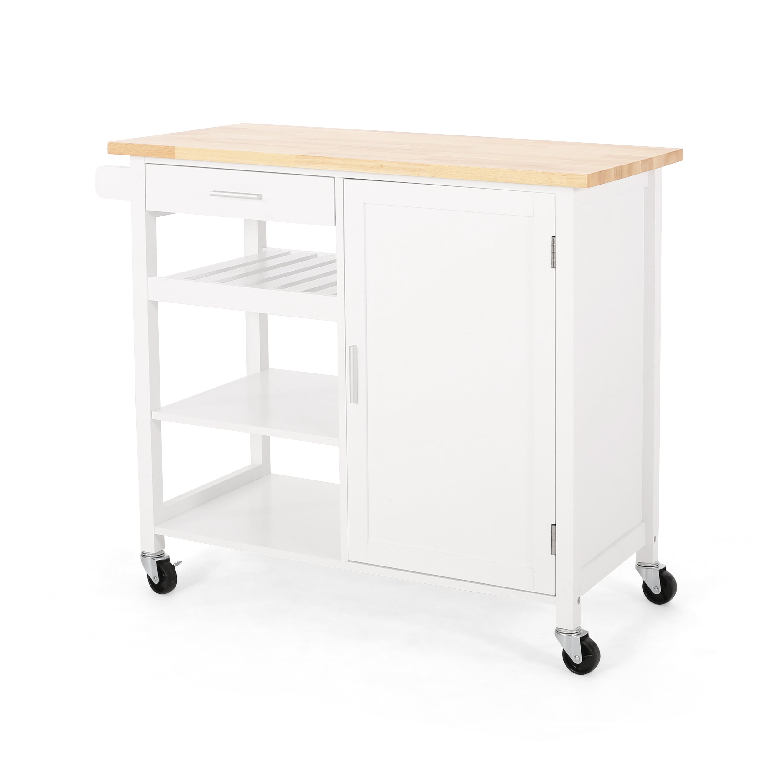 Carmelina Contemporary Kitchen Cart with Wheels