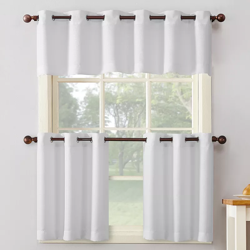 No. 918 Montego Casual Textured Semi-Sheer Grommet Kitchen Curtain Tier Pair