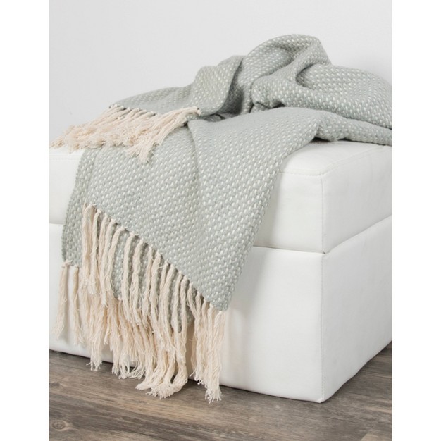 Crosshatch Throw Blanket Mint Green Rizzy Home