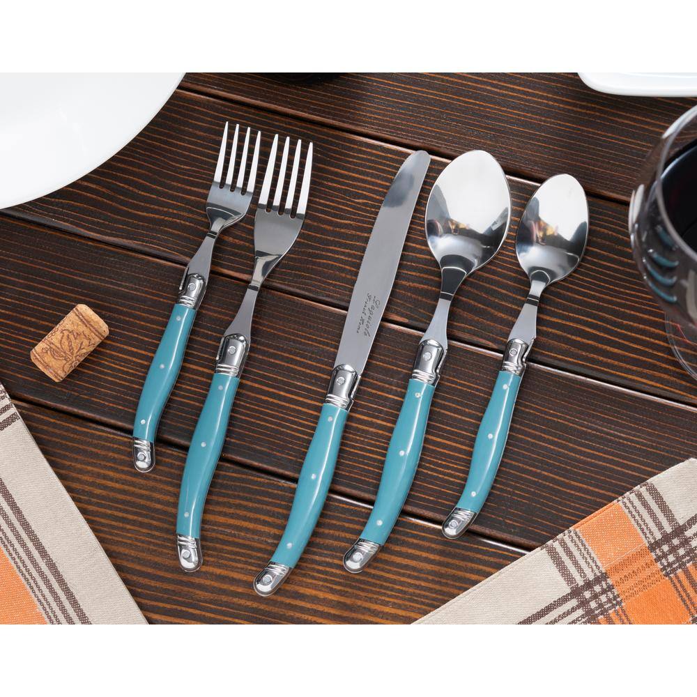 French Home Laguiole 20-Piece Aegean Teal Stainless Steel Flatware Set (Service for 4) LG132