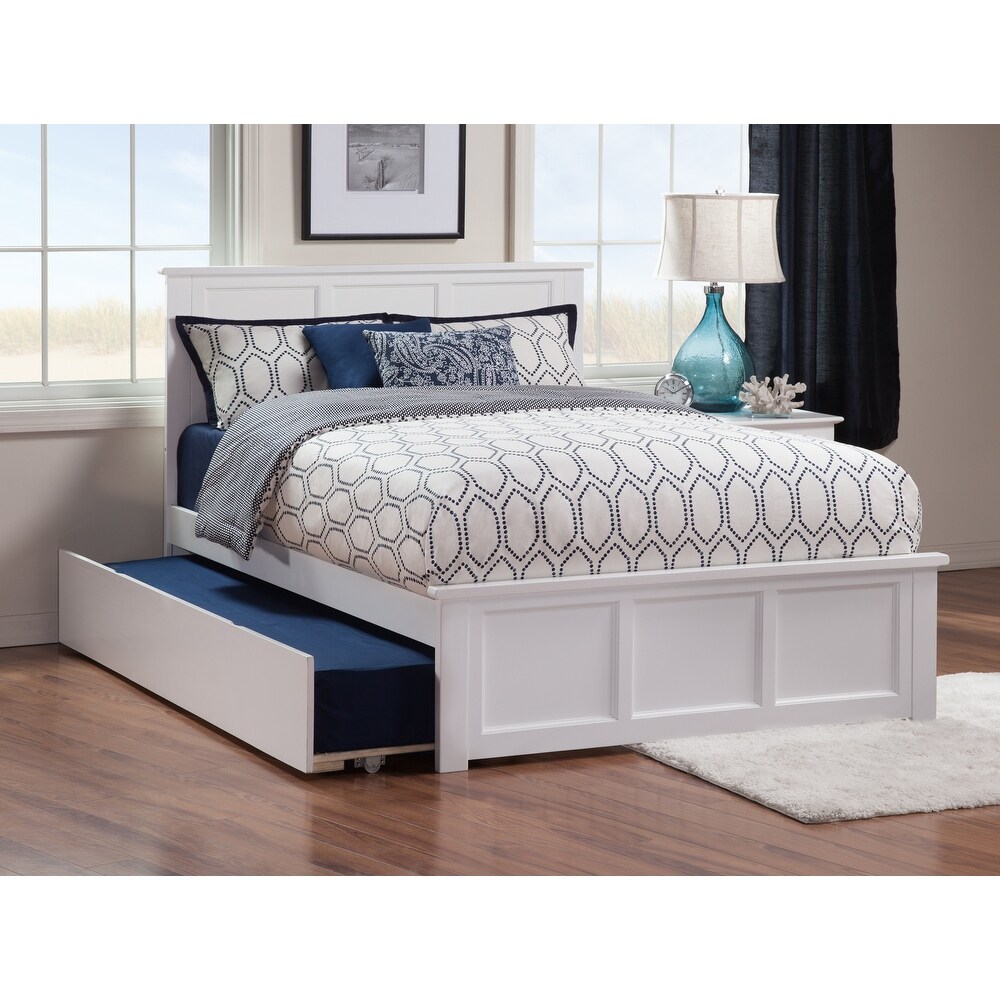 Madison White Full Platform Bed with Twin Trundle