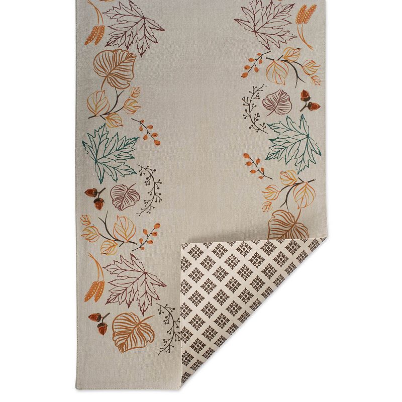 72 Beige Rectangular Double Sided Autumn Leaves Table Runner