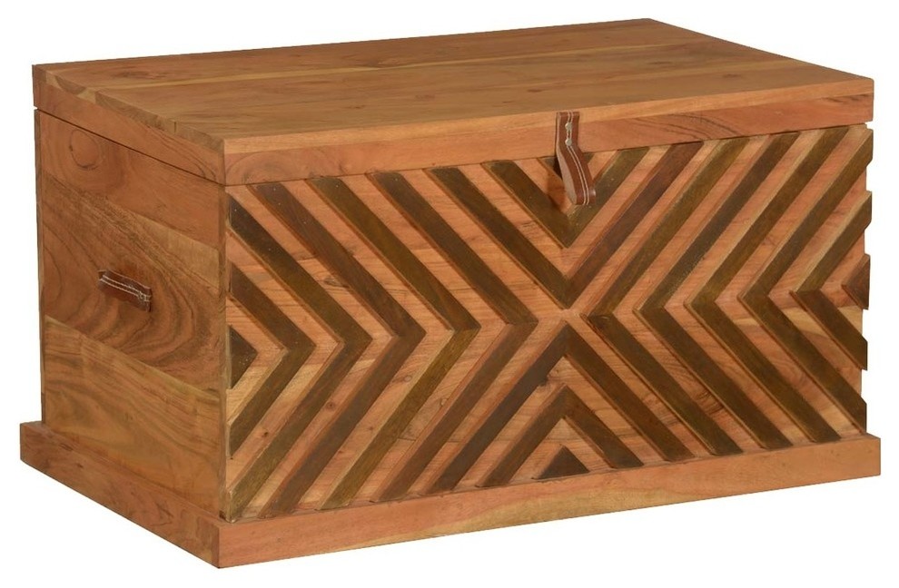 Echo X Acacia Wood Hand Carved Rustic Coffee Table Storage Chest   Transitional   Coffee Tables   by Sierra Living Concepts Inc  Houzz