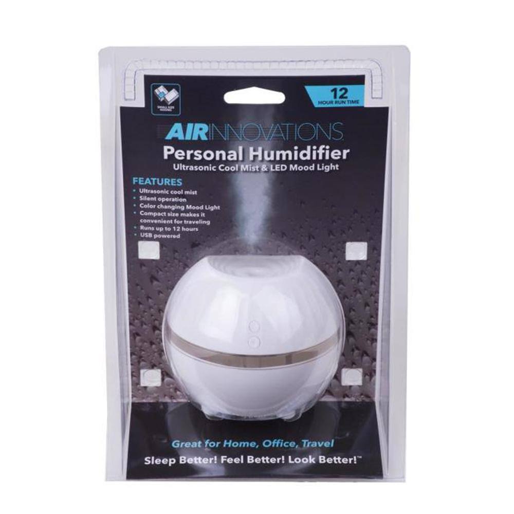 Air Innovations Ultrasonic Cool Mist Personal Humidifier with LED Mood Light HUMID37-WHITE