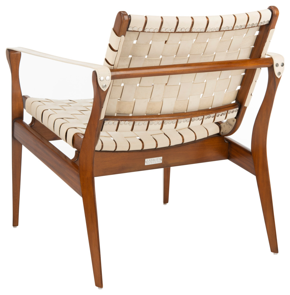 Safavieh Couture Dilan Leather Safari Chair   Midcentury   Armchairs And Accent Chairs   by Safavieh  Houzz