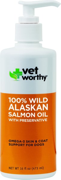 Vet Worthy 100% Wild Alaskan Salmon Oil Dog Supplement， 16-oz bottle