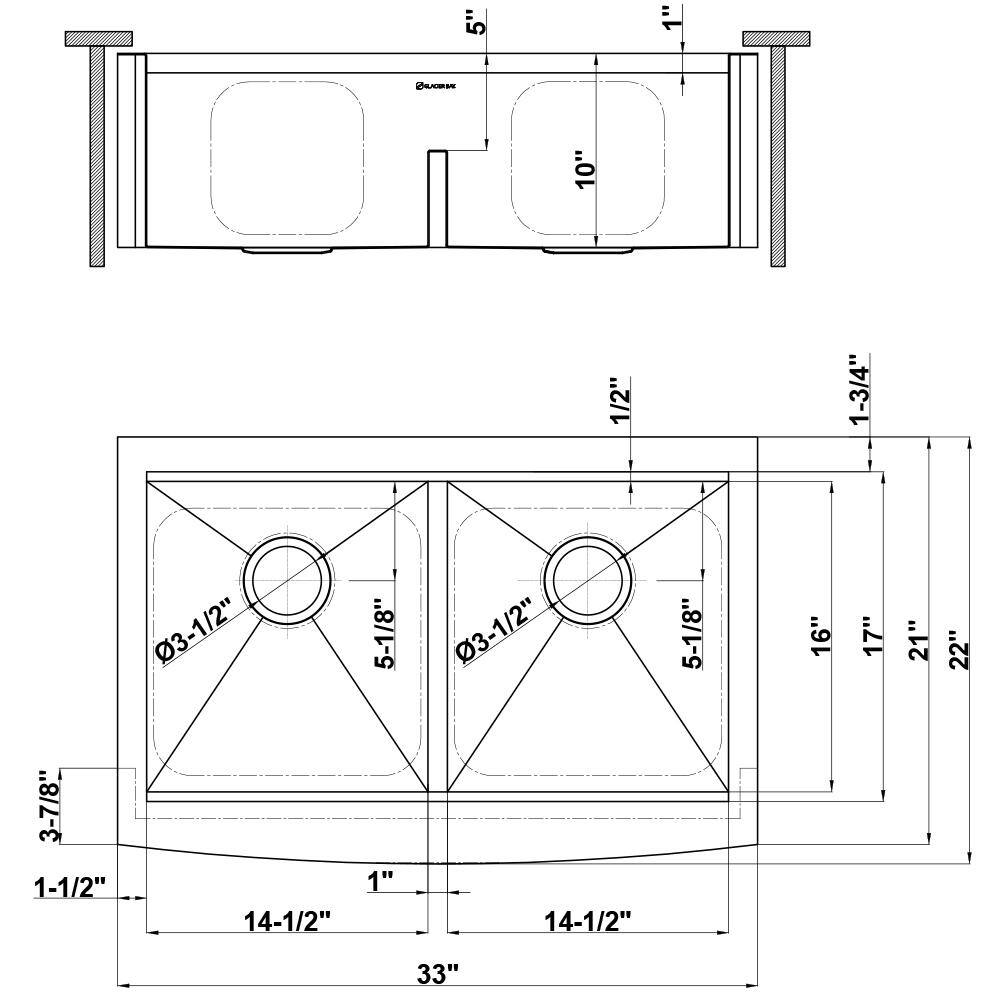 Glacier Bay AIO Zero Radius FarmhouseApron-Front 18G Stainless Steel 33 in. Double Bowl Workstation Kitchen Sink Pull-Down Faucet 4314F-1