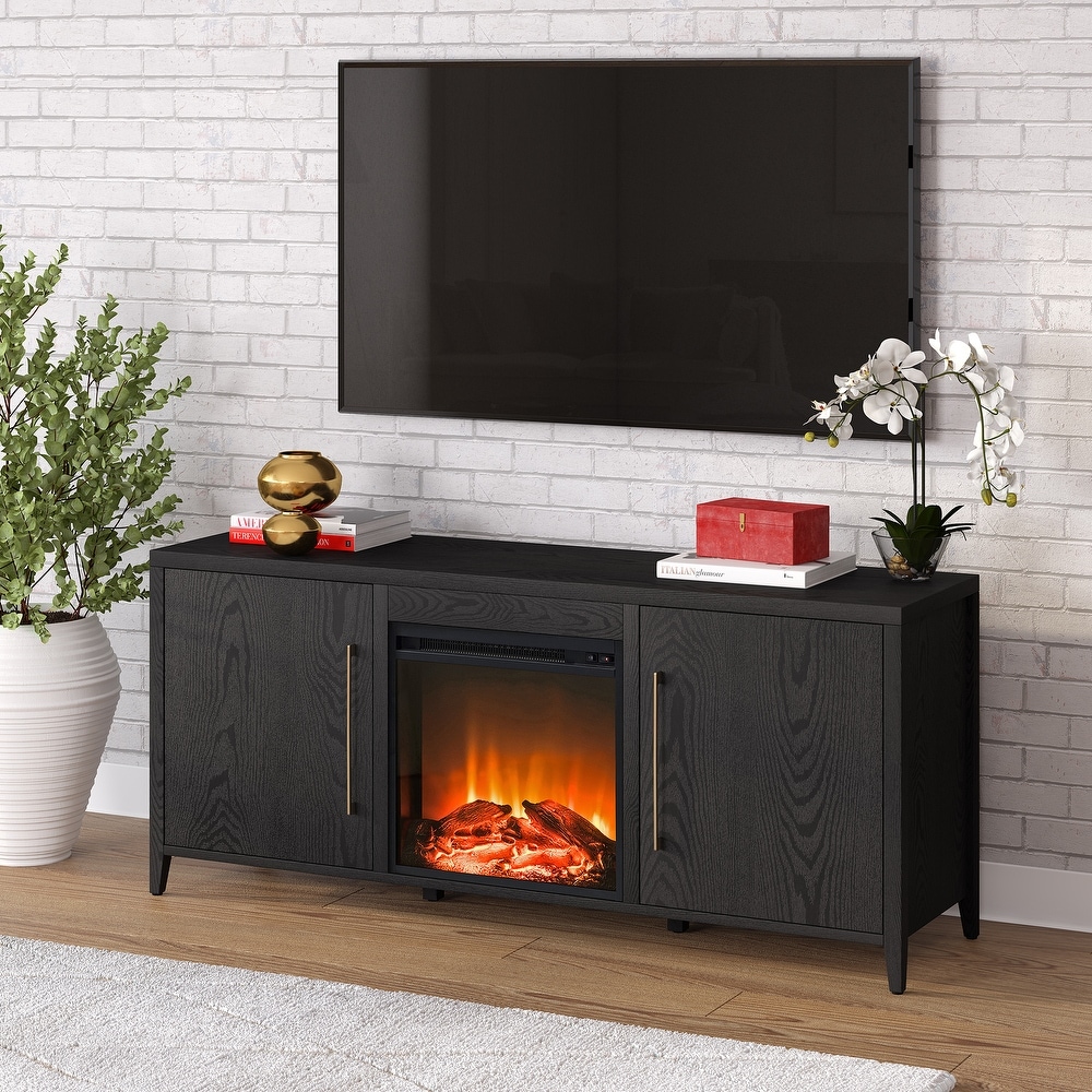 Jasper Rectangular TV Stand with Log Fireplace for TV's up to 65\