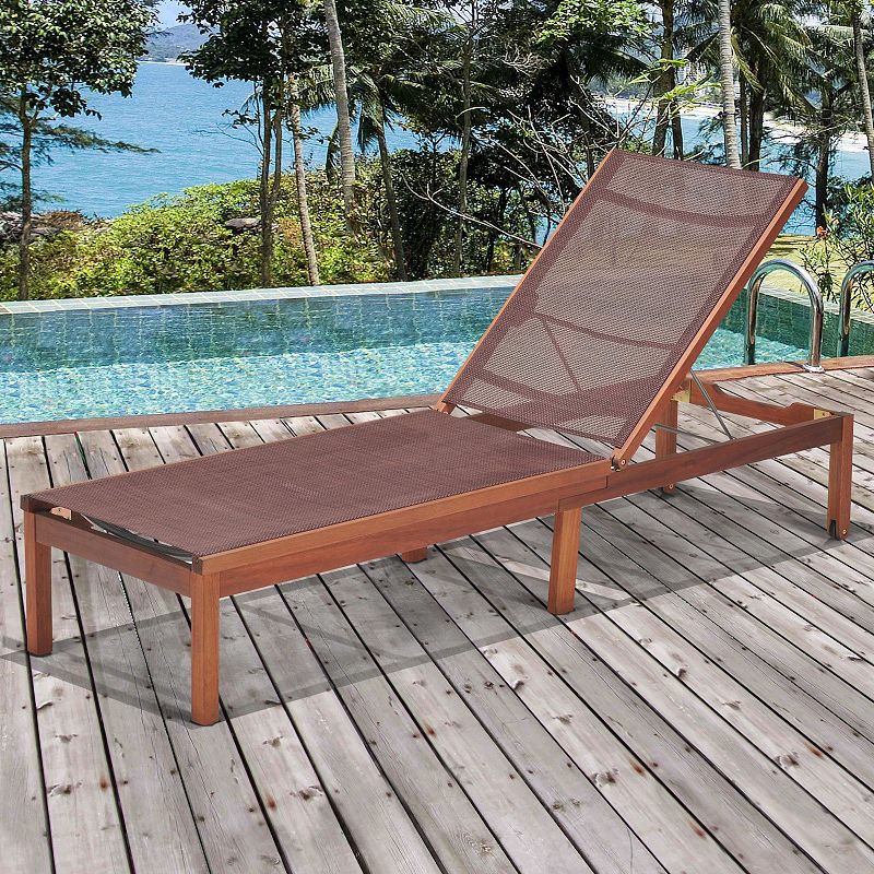 75.5 Brown and Black Zuiderdam Eucalyptus Traditional Patio Lounger