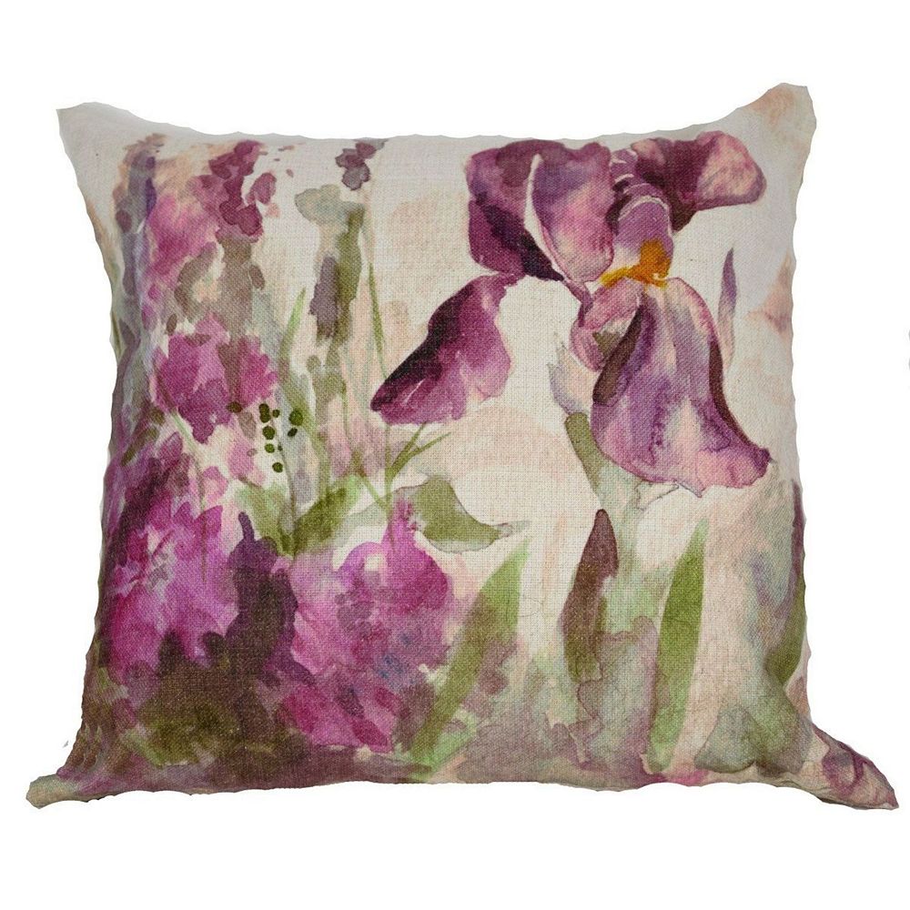 18 White and Purple Decorative Spring Iris Throw Pillow Cover